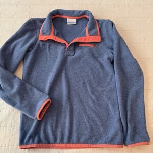 Columbia PFG Size M 10 12 Kids Blue 1/2 Snap Stand‎ Collar Athletic Pullover